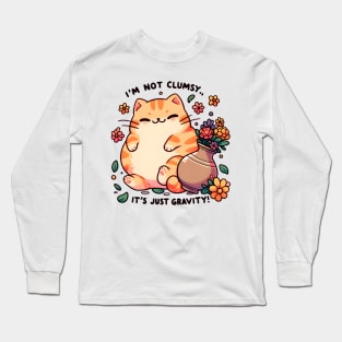 Clumsy Cat and Flower Vase Long Sleeve T-Shirt